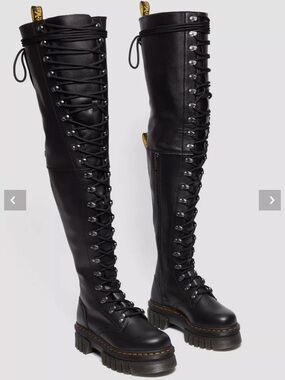 Dr. Martens Audrick XTRM Black Lace-Up Over-The-Knee Platform Boots Size 11